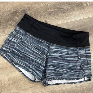 Lululemon Run Shorts Run Times Striped Print Alpine Green Blue Size 6